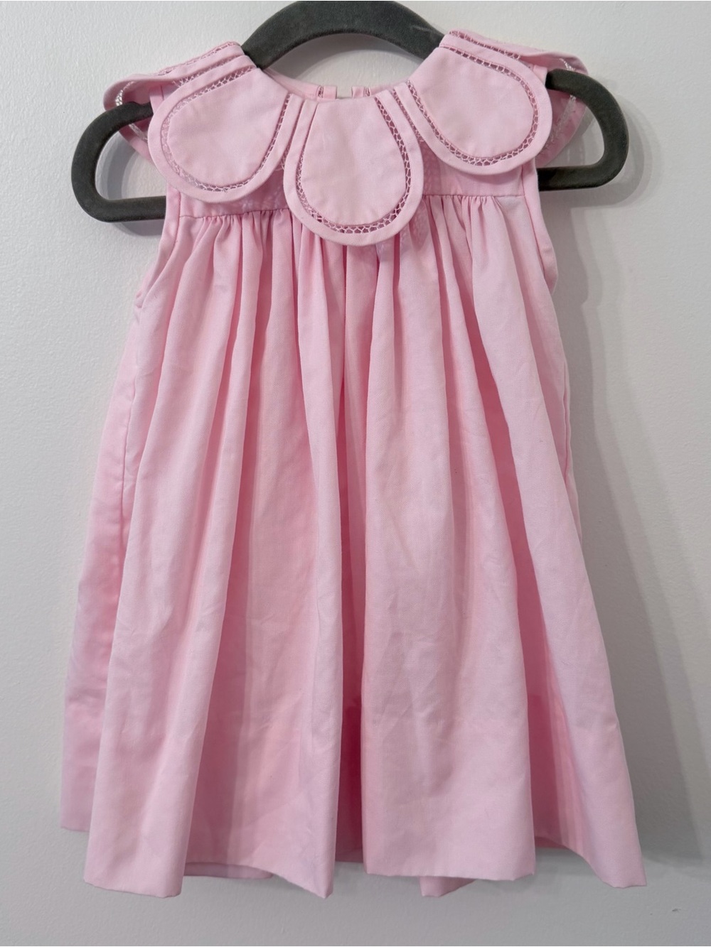 Classic Pink Petal-Collar Girls Dress